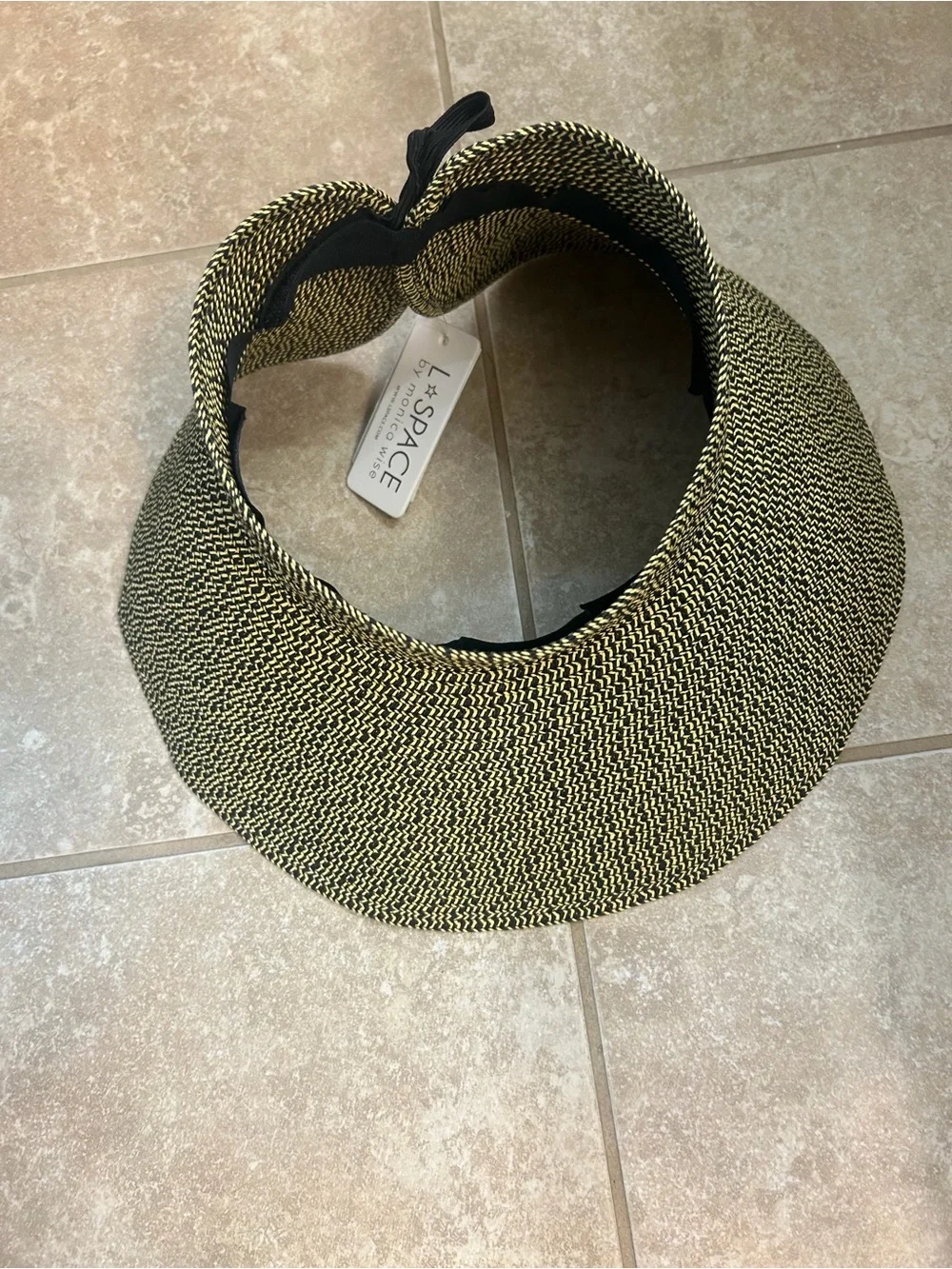 Black & Natural Straw Visor - adjustable and packable!